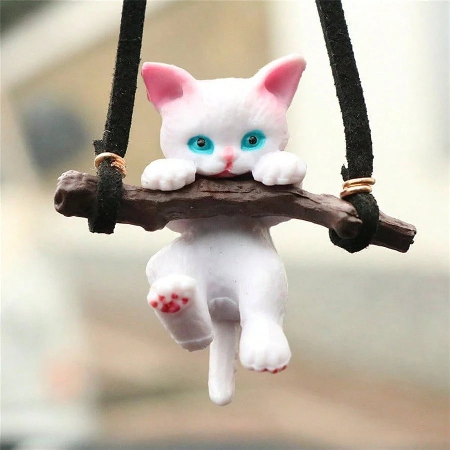Creative Tree Branch Cat Rearview Mirror Hanging Ornament, Minimalist Car Interior Decoration, Car Hanging Accessory