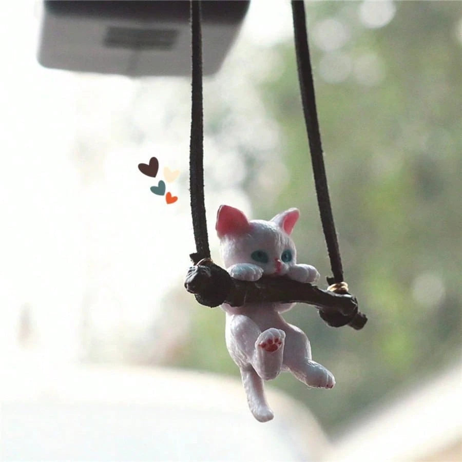 Creative Tree Branch Cat Rearview Mirror Hanging Ornament, Minimalist Car Interior Decoration, Car Hanging Accessory
