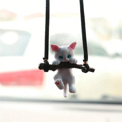 Creative Tree Branch Cat Rearview Mirror Hanging Ornament, Minimalist Car Interior Decoration, Car Hanging Accessory