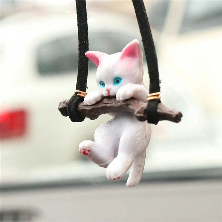 Creative Tree Branch Cat Rearview Mirror Hanging Ornament, Minimalist Car Interior Decoration, Car Hanging Accessory