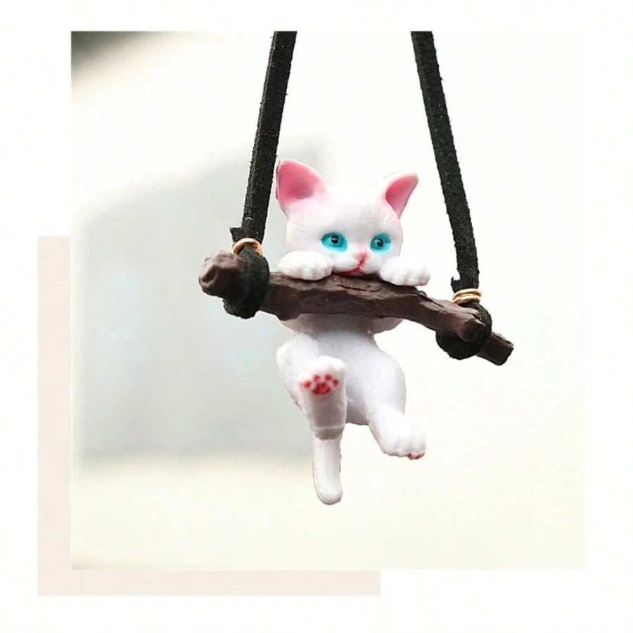 Creative Tree Branch Cat Rearview Mirror Hanging Ornament, Minimalist Car Interior Decoration, Car Hanging Accessory