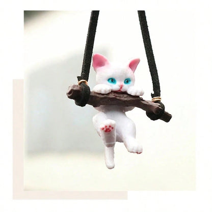 Creative Tree Branch Cat Rearview Mirror Hanging Ornament, Minimalist Car Interior Decoration, Car Hanging Accessory