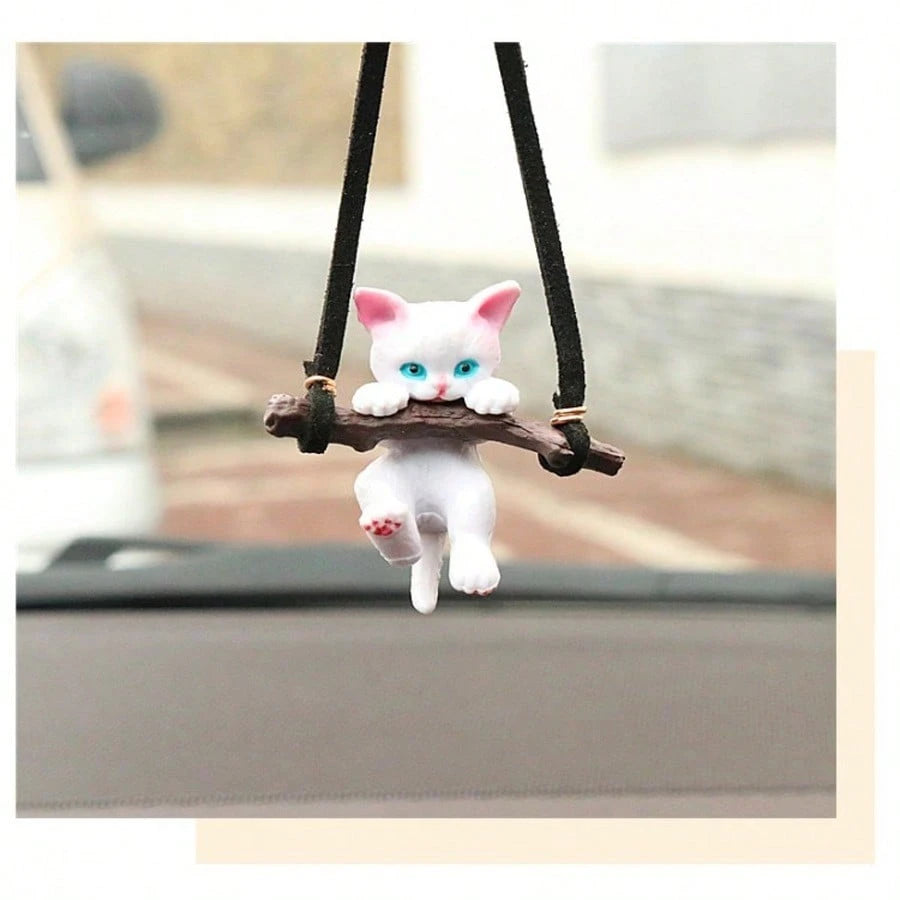 Creative Tree Branch Cat Rearview Mirror Hanging Ornament, Minimalist Car Interior Decoration, Car Hanging Accessory