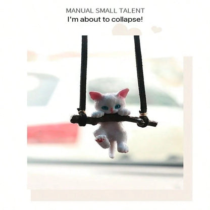 Creative Tree Branch Cat Rearview Mirror Hanging Ornament, Minimalist Car Interior Decoration, Car Hanging Accessory