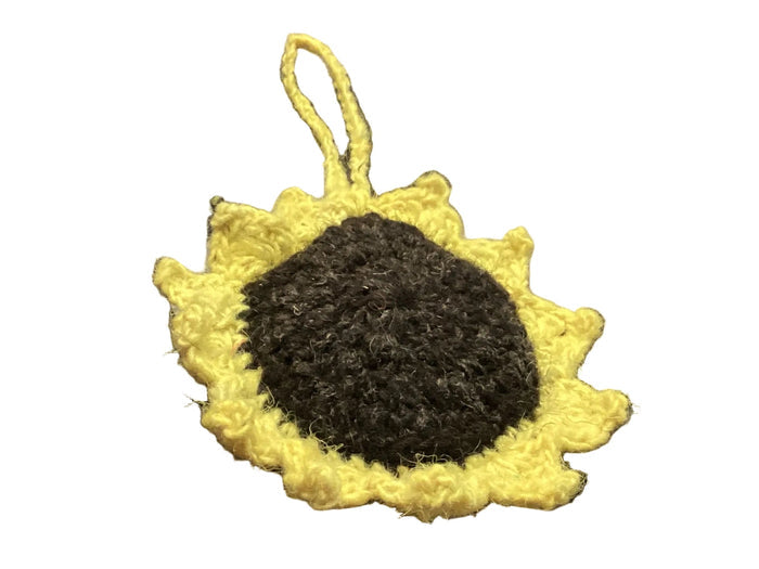 Crocheted sunflower ornament