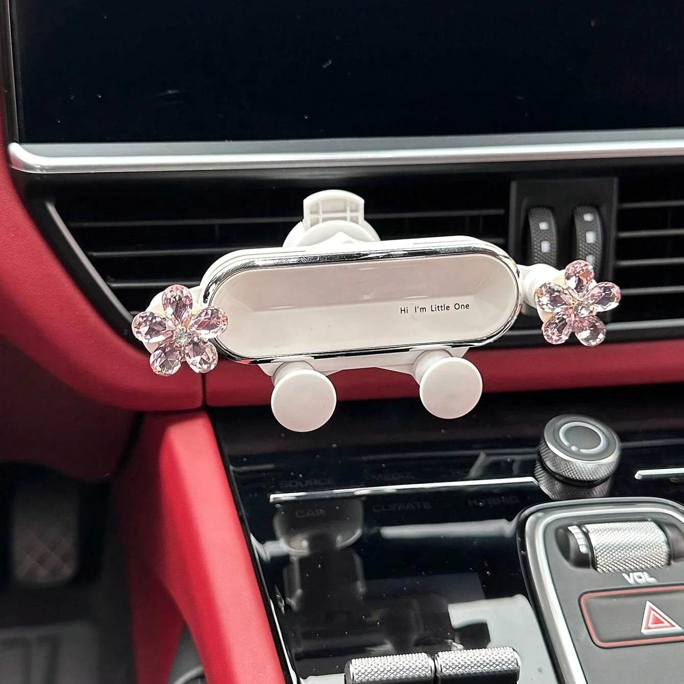 Crystal Flower Transparent Flower Car Phone Holder, Adjustable Car Navigation Phone Holder Hook Mount, Universal Fit