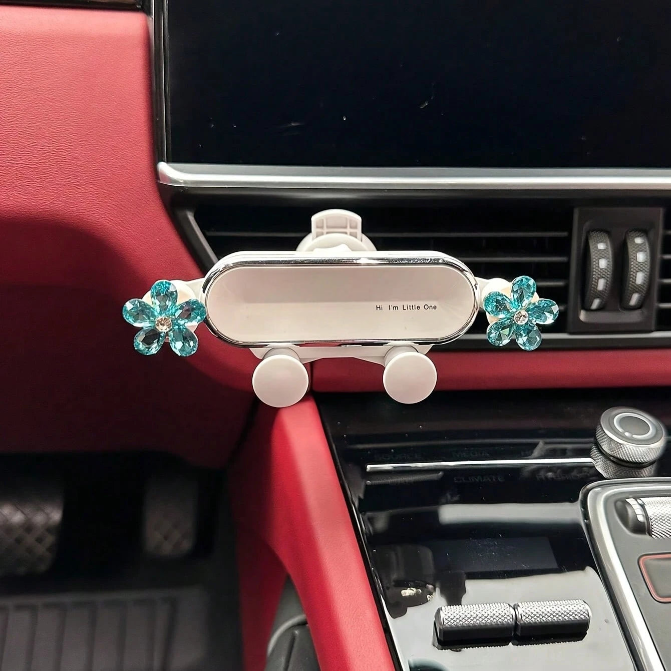 Crystal Flower Transparent Flower Car Phone Holder, Adjustable Car Navigation Phone Holder Hook Mount, Universal Fit