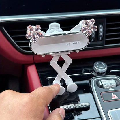 Crystal Flower Transparent Flower Car Phone Holder, Adjustable Car Navigation Phone Holder Hook Mount, Universal Fit
