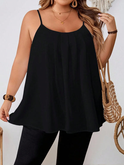 CURVE+ [3pcs Pack]Plus Size Women Loose Fit Camisole Vest Tops, Black, White, Pink, Casual And Elegant For Daily Wear & Vacation, Outfits Beach