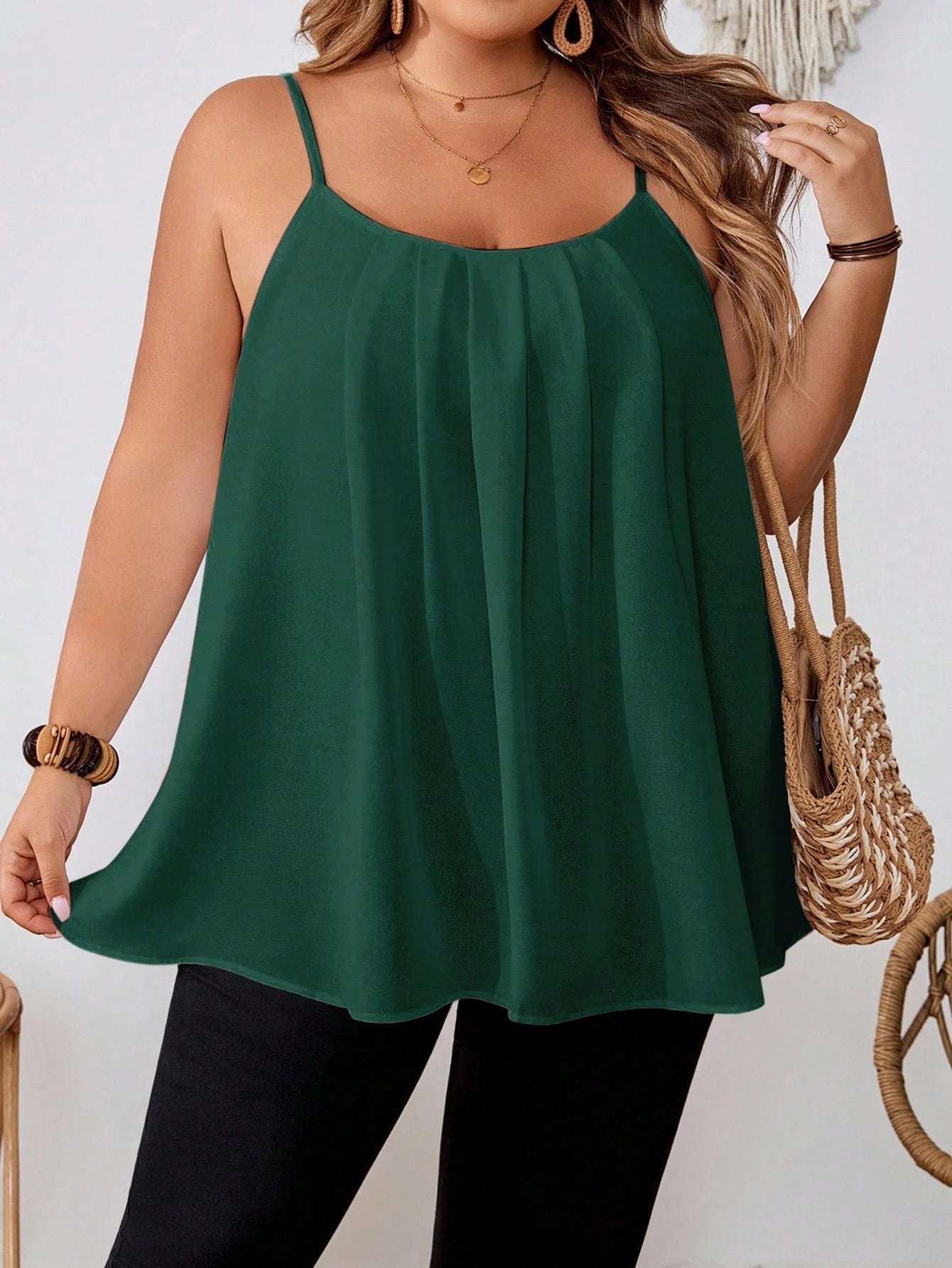 CURVE+ [3pcs Pack]Plus Size Women Loose Fit Camisole Vest Tops, Black, White, Pink, Casual And Elegant For Daily Wear & Vacation, Outfits Beach