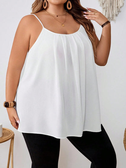 CURVE+ [3pcs Pack]Plus Size Women Loose Fit Camisole Vest Tops, Black, White, Pink, Casual And Elegant For Daily Wear & Vacation, Outfits Beach