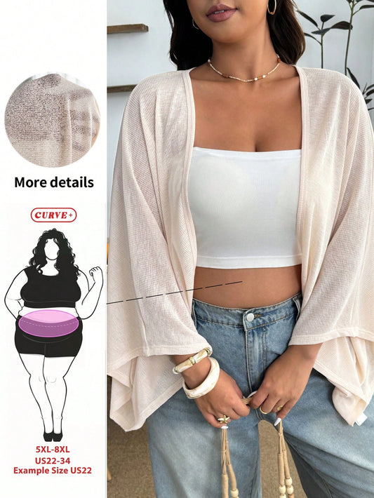CURVE+ Plus Size Women's White Cardigan Shawl, Suitable For Vacation, Daily Wear And Summer Beachwear, Women's Lightweight Cardigan, Women's Short Shawl, Women's Kimono Top Plus Size Shawl
