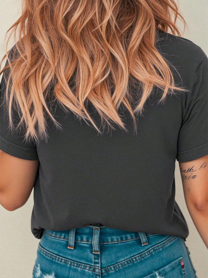 CURVY+ Plus Size Women's Printed Short Sleeve T-Shirt, Casual Summer Style