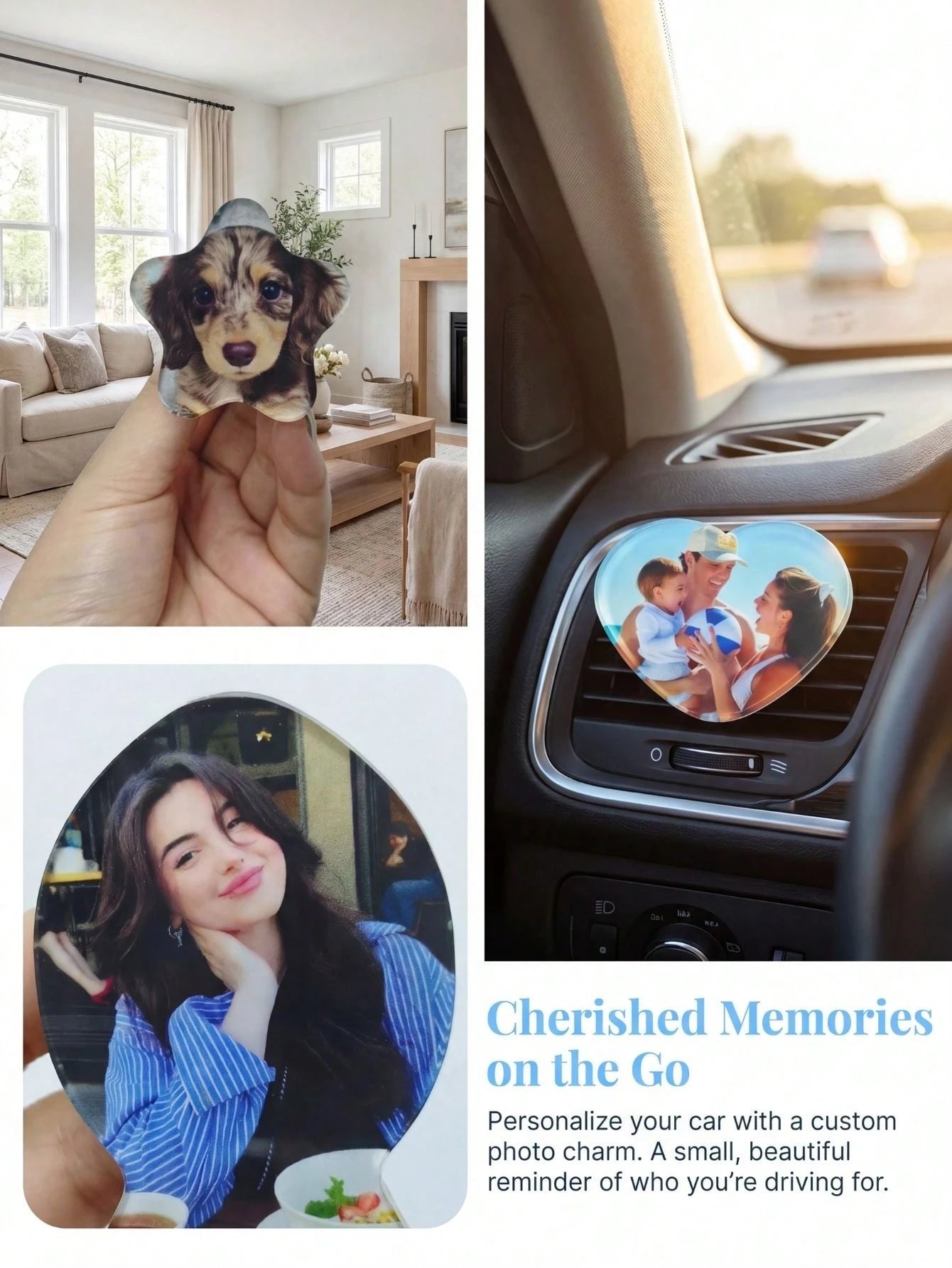 Custom Car Air Vent Photo Decor, Personalized Car AC Vent Photo Ornament, Women's Car Interior Accessories, Car Interior Decoration, Aesthetic Car Decor, Anniversary Gift