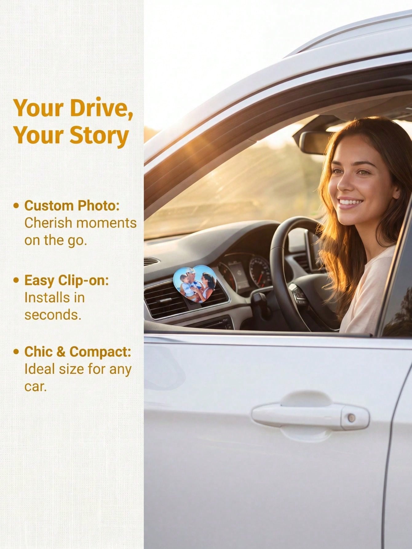 Custom Car Air Vent Photo Decor, Personalized Car AC Vent Photo Ornament, Women's Car Interior Accessories, Car Interior Decoration, Aesthetic Car Decor, Anniversary Gift