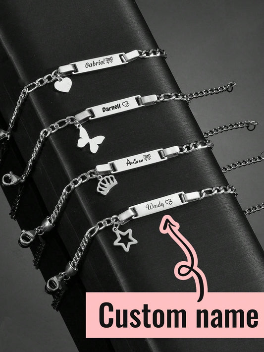 Custom Kids Bracelet, Cute Charm Jewelry, Personalized Back To School Gift, Customized Name Birthday Bracelet, Customizable Halloween Gift, 2 Sizes