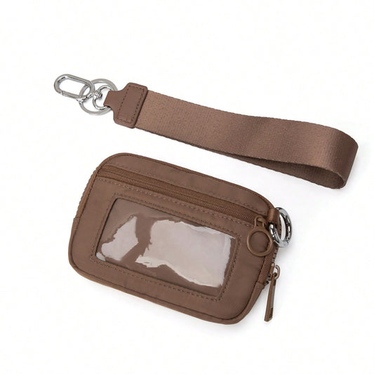 Custom Logo Nylon Coin Purse Wallet Dual Pouch Wristlet Change Pouch Zippered Credit Card Holder Card Cases With ID Window For Men Wallet Mini Wallet Small Wallet Wristlet Wallet Coin Wallet Vintage P