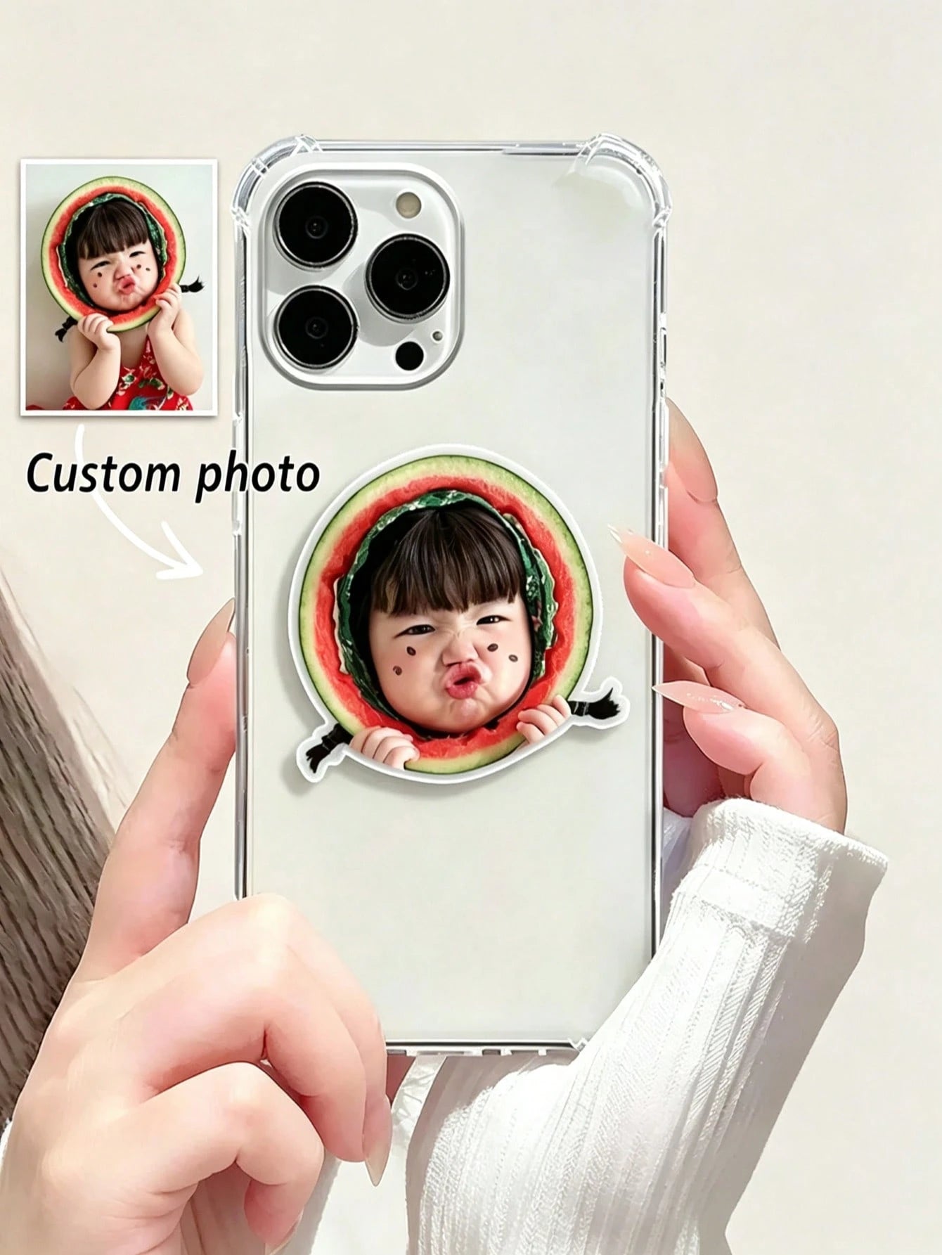 Custom Photo Acrylic Phone Stand, Telescopic Foldable Car Air Cushion Mount, Suitable For Phone, Tablet, Car, Perfect Gift For Family, Friends, Partner