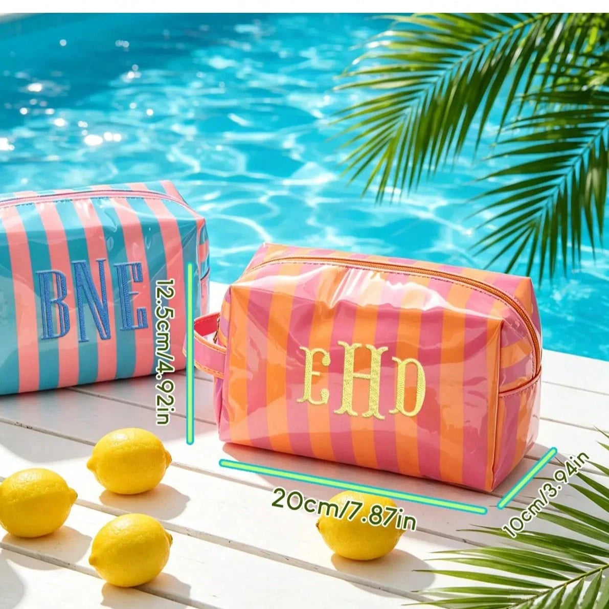 Custom Striped Toiletry Bag, Personalized Travel Storage Bag, Waterproof Name Makeup Organizer, Travel Makeup Bag, Vacation Gift, Waterproof Storage Bag, Summer Storage Bag, Personalized Storage Bag