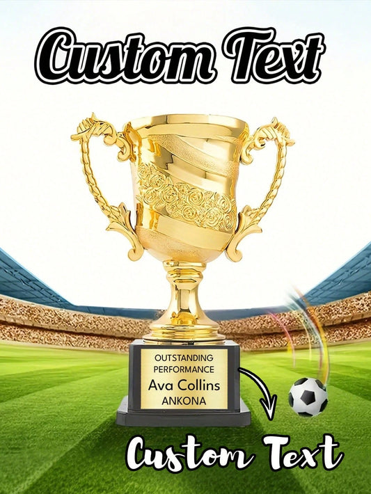 Customizable Gold Trophy- Personalized Gift Medal Trophy, 14*6cm Gold Trophy, Sports Trophy, Sports Gift, Personalized Trophy, Suitable For Award Ceremonies, Competitions, Offices, Schools And Other