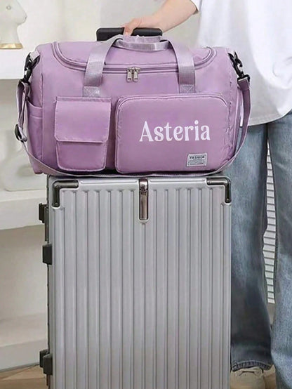 Customizable Name Large Capacity Travel Tote Bag, Suitable For Girls, Boys And Teenagers, Lightweight Sports Fitness Bag With Shoe Compartment, Can Be Used As Carry-On Luggage, Perfect For Travel, Sch
