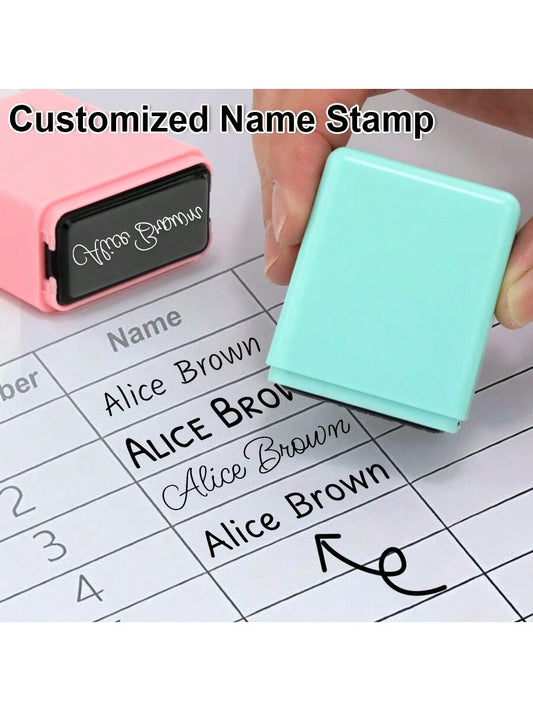 Customized Handwritten Name Stamp: Personalized Signature Stamp, Auto-Press, Built-In Ink, Easy Stamping On Various Surfaces. Suitable For Employees, Customers, Graduation Ceremonies, Business/Work/Of