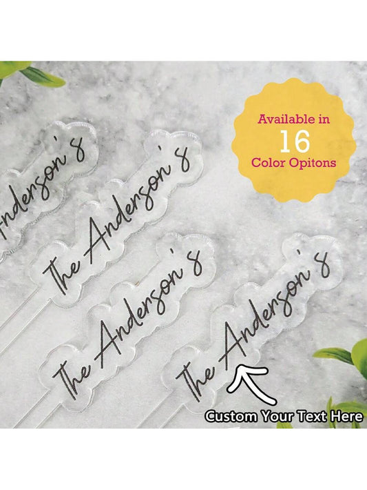 Customized Name Drink Stirrers Acrylic Printed Stirrers Wedding Decoration & Favors, Write Your Name Here