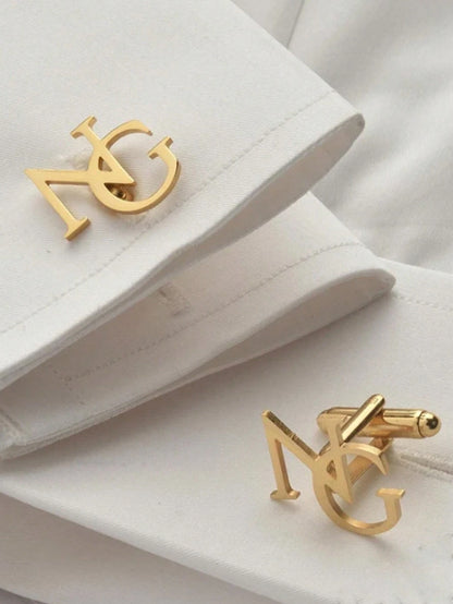 Customized Personalized, Groomsmen Wedding Cufflinks, Initial Cufflinks- Father's Day Gift, Brother's Gift, Stainless Steel, Graduation Ceremony, Millennium, Fashionable, Unisex, Casual, Unique, Fore