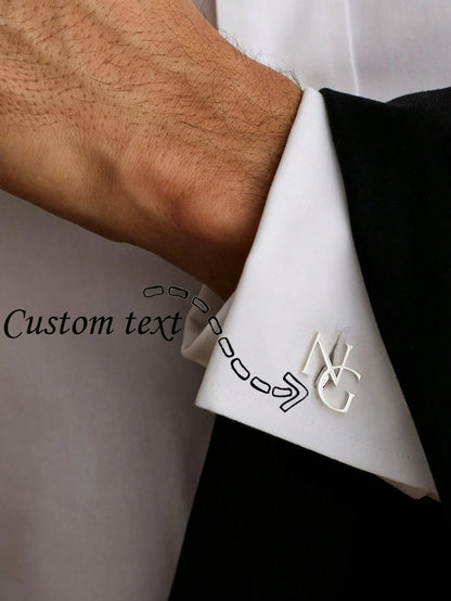 Customized Personalized, Groomsmen Wedding Cufflinks, Initial Cufflinks- Father's Day Gift, Brother's Gift, Stainless Steel, Graduation Ceremony, Millennium, Fashionable, Unisex, Casual, Unique, Fore