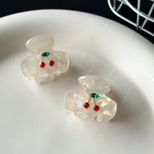Cute Acetate Cherry Mini Claw Clip, Delicate Small Hair Clip For Bangs And Flyaways, Fashionable Versatile Side Hair Clip For Women