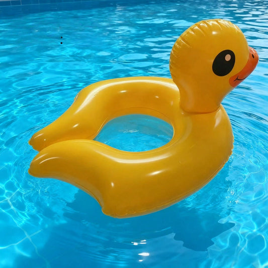 Cute Animal Shaped Inflatable Swimming Ring (Duck Or Flamingo Available), Thick PVC Material, Fun Floating Ring For Summer Water Play