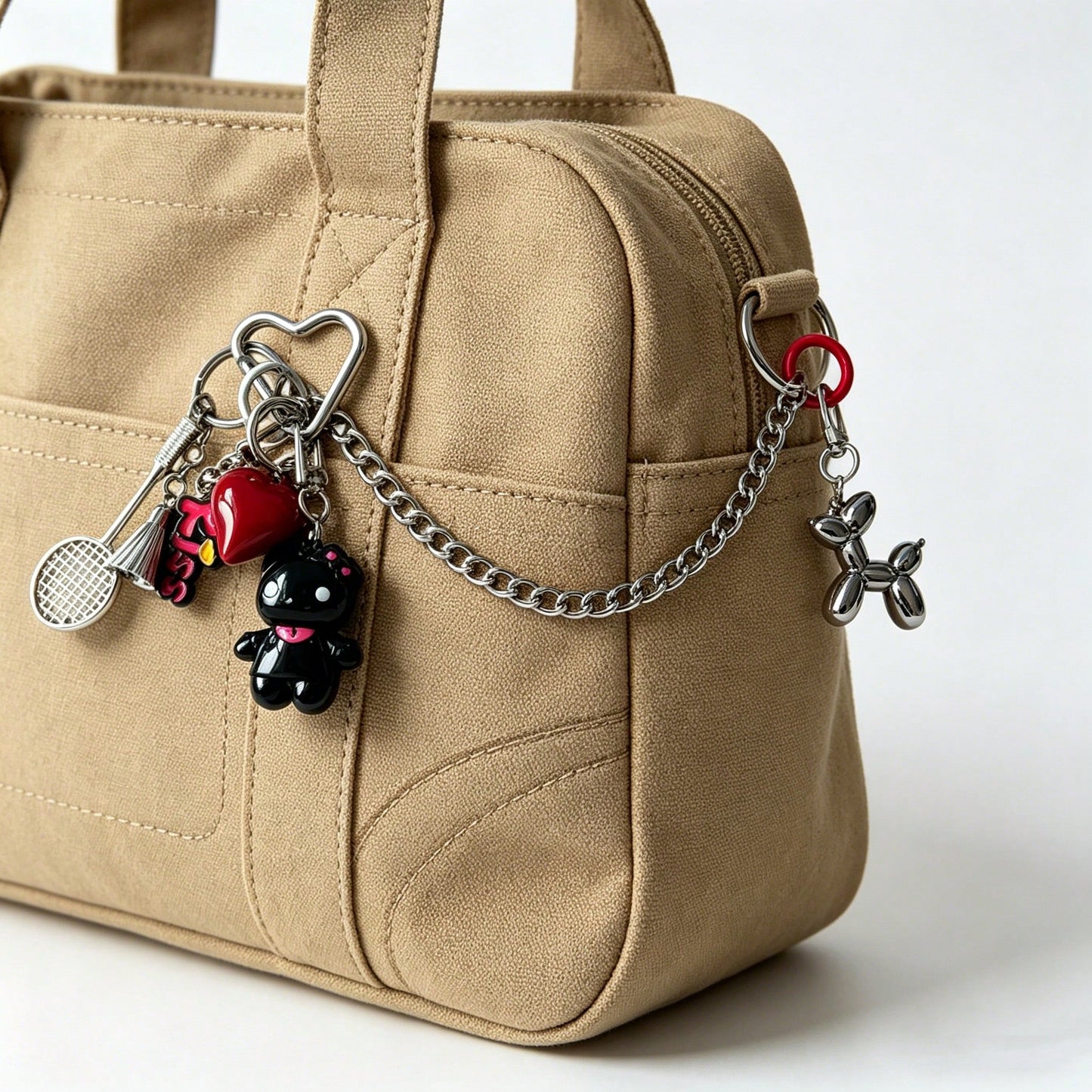 Cute Cartoon Bag Charm, Heart, Badminton, Balloon, Dog Dual Keychain Pendant Accessories Charms Festival Graduation Teacher Appreciation Gifts Birthday Gift Mother Gifts Mothers Day Gift Holiday Essen