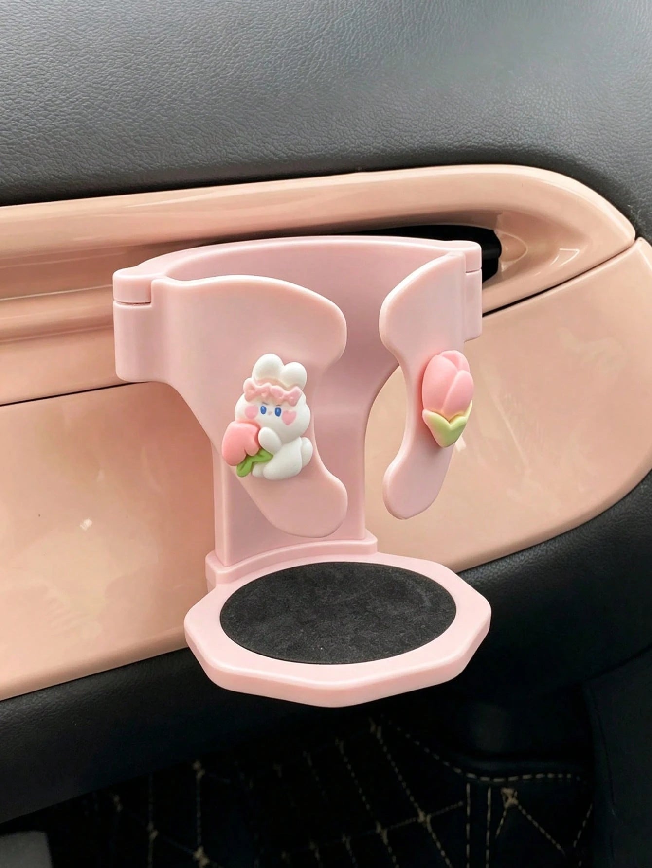 Cute Cartoon Rabbit Car Cup Holder, Air Vent Mount Water Bottle Storage Rack, Adjustable Car Cup & Coffee Mug Holder, Anti-Shake Beverage Cup Holder, Car Interior Decor Accessory