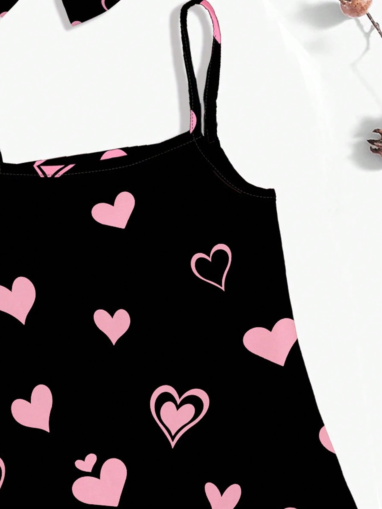 Cute Cat Heart Print Baby Girl Casual Simple Style All-In-One Sundress, Suitable For Summer