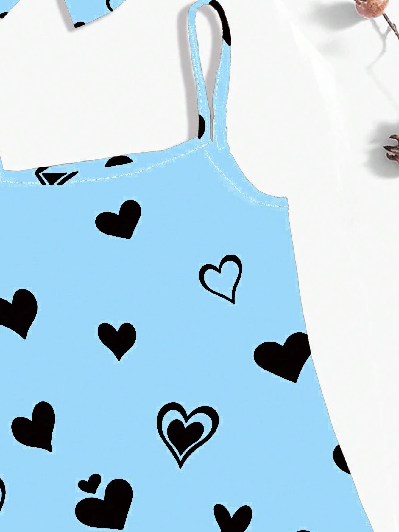 Cute Cat Heart Print Baby Girl Casual Simple Style All-In-One Sundress, Suitable For Summer