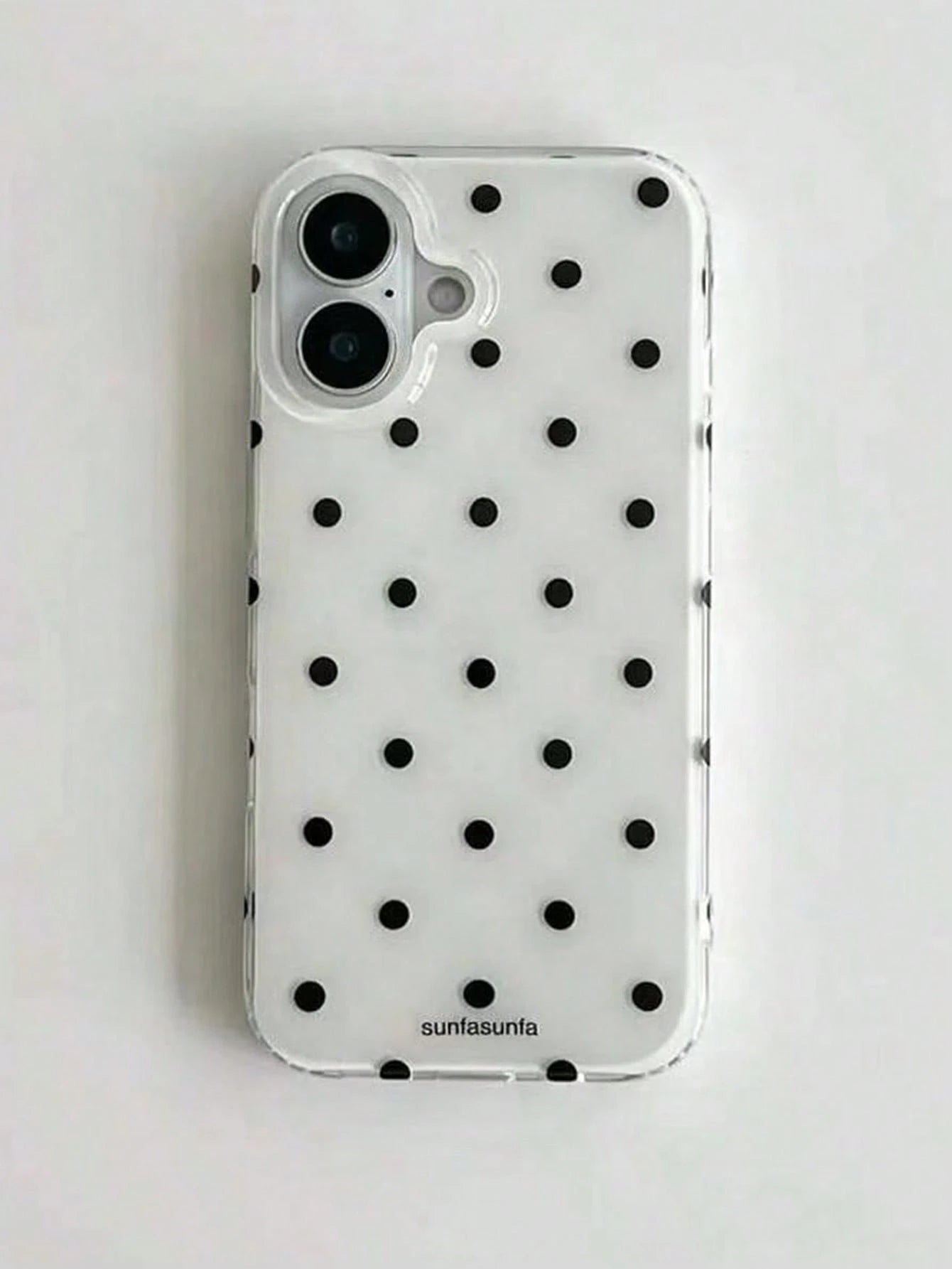 Cute Minimalist White Black Polka Dot Element Fashion Phone Case White Translucent Black Polka Dot Pattern Fashionable Phone Case Minimalist & Cute Black And White Polka Dot Pattern Compatible With IP