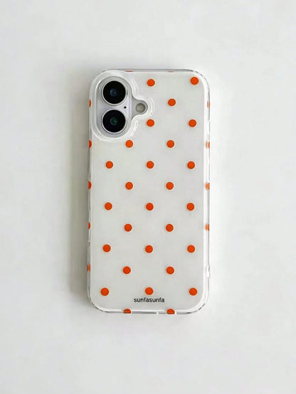 Cute Minimalist White Black Polka Dot Element Fashion Phone Case White Translucent Black Polka Dot Pattern Fashionable Phone Case Minimalist & Cute Black And White Polka Dot Pattern Compatible With IP