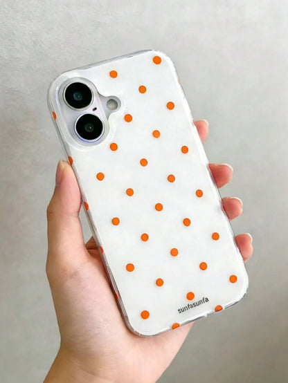 Cute Minimalist White Black Polka Dot Element Fashion Phone Case White Translucent Black Polka Dot Pattern Fashionable Phone Case Minimalist & Cute Black And White Polka Dot Pattern Compatible With IP