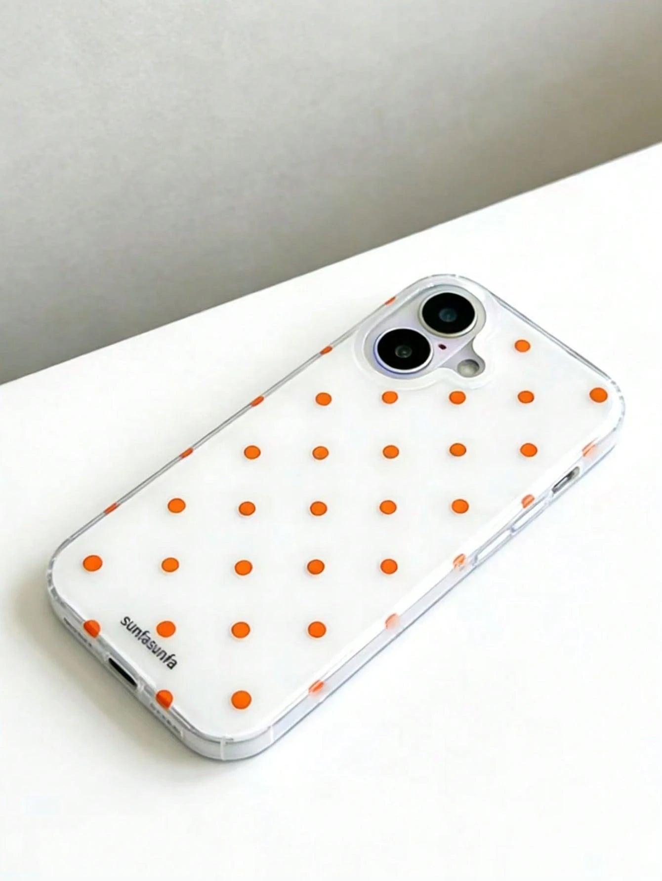 Cute Minimalist White Black Polka Dot Element Fashion Phone Case White Translucent Black Polka Dot Pattern Fashionable Phone Case Minimalist & Cute Black And White Polka Dot Pattern Compatible With IP