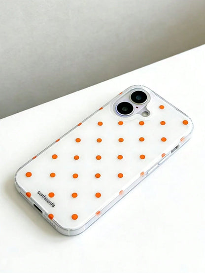 Cute Minimalist White Black Polka Dot Element Fashion Phone Case White Translucent Black Polka Dot Pattern Fashionable Phone Case Minimalist & Cute Black And White Polka Dot Pattern Compatible With IP