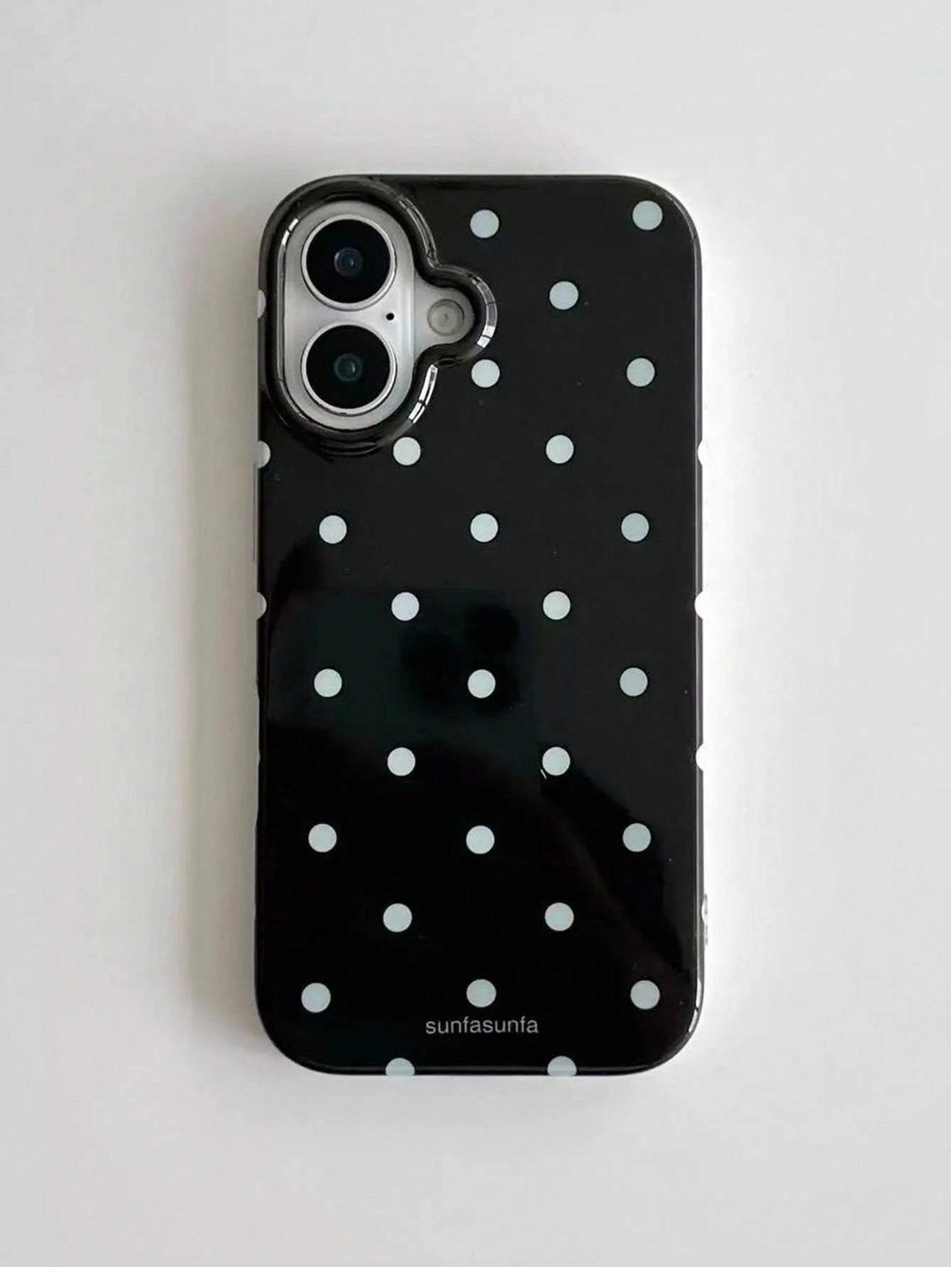 Cute Minimalist White Black Polka Dot Element Fashion Phone Case White Translucent Black Polka Dot Pattern Fashionable Phone Case Minimalist & Cute Black And White Polka Dot Pattern Compatible With IP