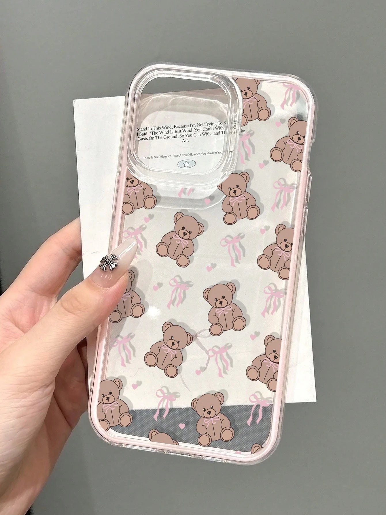 Cute Pink Black Teddy Bear Elements Fashion Phone Case Cute Pink Matte Black Teddy Bear Pattern Fashion Phone Case 1PC Cute Girl Style Bowknot Matte Black Full Protect Soft Phone Case Compatible With