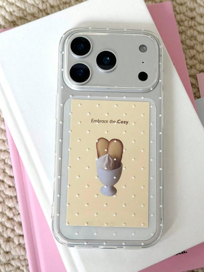 Cute Polka Dot Fashion Phone Case Red Apple Dessert Illustration Shiny Starry Transparent Phone Case, Compatible With 17 Pro Max/16/15/14/13/12 Pro Max/11, Cute Dreamy Shiny Shock-Proof Protective Cov