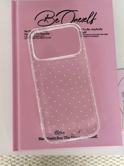 Cute Polka Dot Fashion Phone Case Red Apple Dessert Illustration Shiny Starry Transparent Phone Case, Compatible With 17 Pro Max/16/15/14/13/12 Pro Max/11, Cute Dreamy Shiny Shock-Proof Protective Cov