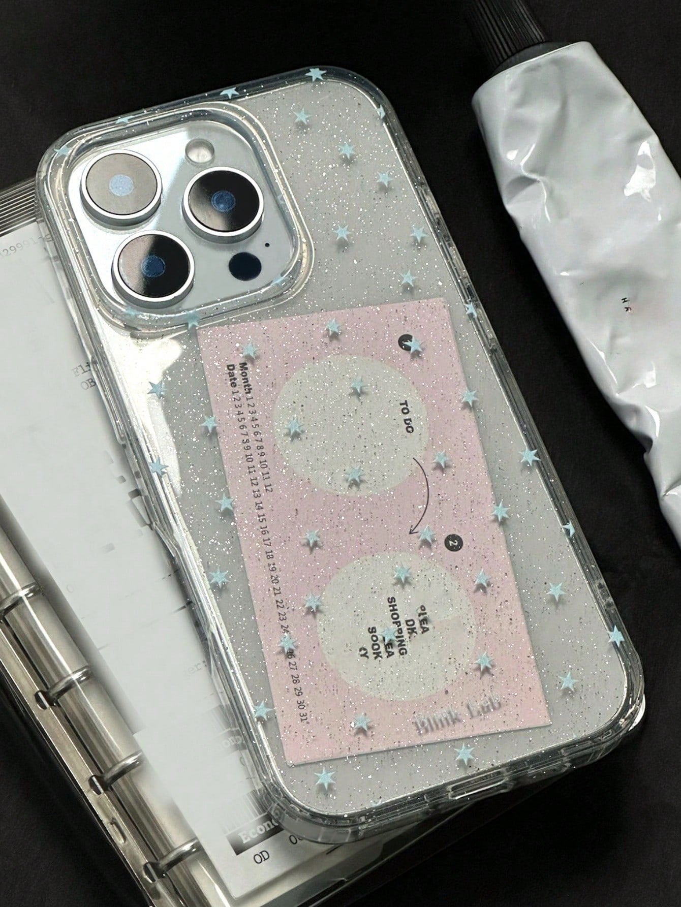 Cute Polka Dot Fashion Phone Case Red Apple Dessert Illustration Shiny Starry Transparent Phone Case, Compatible With 17 Pro Max/16/15/14/13/12 Pro Max/11, Cute Dreamy Shiny Shock-Proof Protective Cov