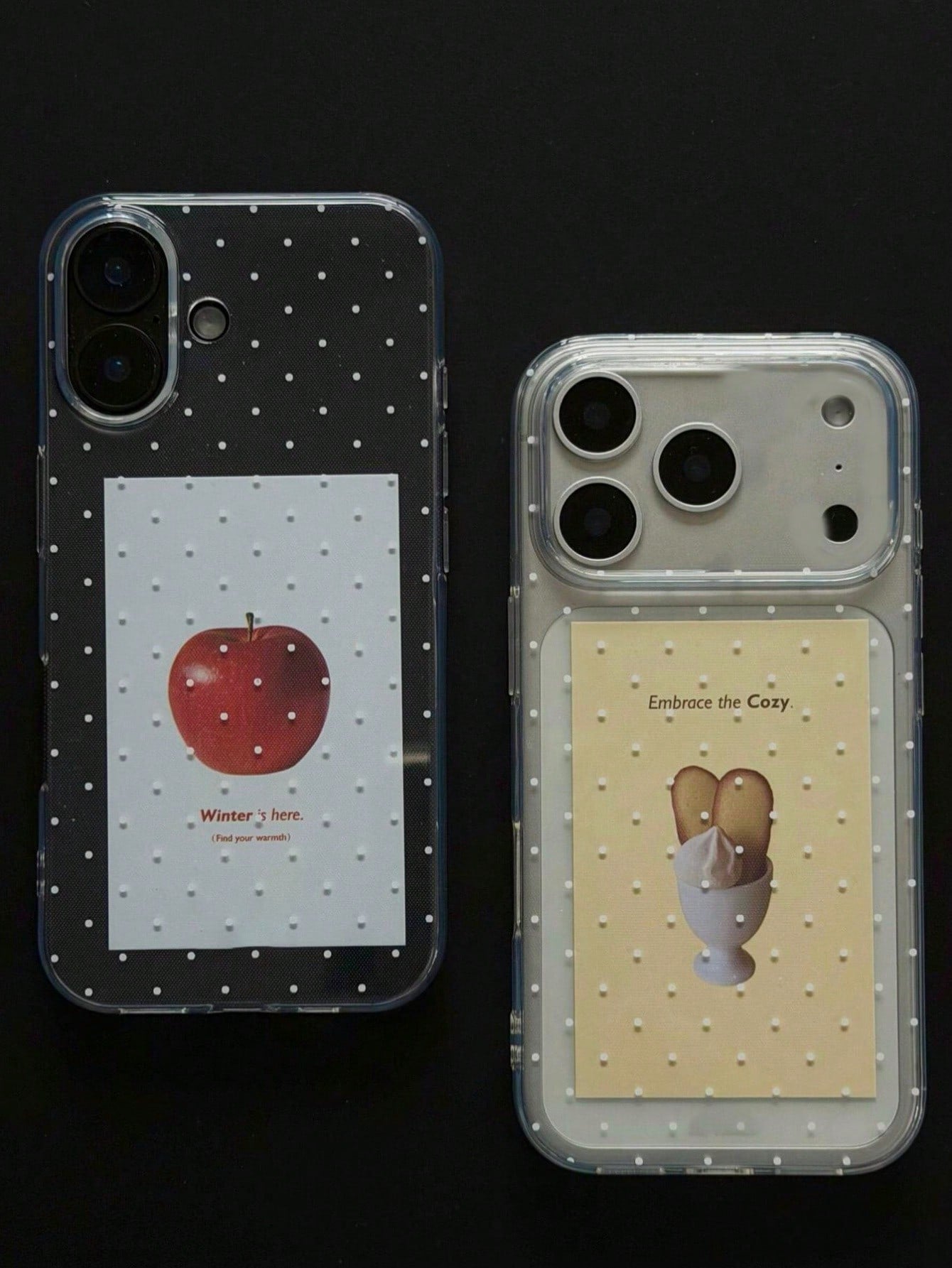 Cute Polka Dot Fashion Phone Case Red Apple Dessert Illustration Shiny Starry Transparent Phone Case, Compatible With 17 Pro Max/16/15/14/13/12 Pro Max/11, Cute Dreamy Shiny Shock-Proof Protective Cov