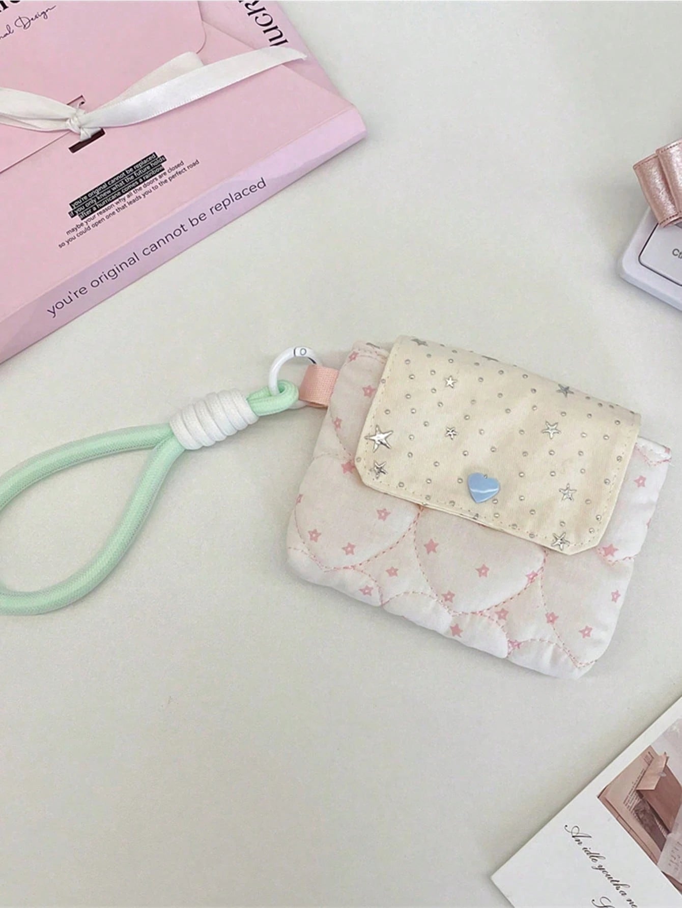 Cute Star & Heart Quilted Camera Bag, Heart Quilted CCD Camera Protective Case, Multi-Functional Storage Bag, Portable Wrist Bag, Snap Closure, Y2K Style Storage Bag