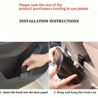 Cute White Frame Bow Car Door Hanging Trash Can, Push-Type Lid Mini Car Trash Bin, Hanging Multi-Functional Car Interior Storage Organizer, Waterproof Small Car Side Trash Can, Elegant Black Bow Decor