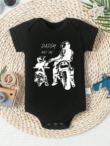 DADDY AND ME Print Funny Baby Romper Casual Comfortable Short Sleeve Newborn Clothes Cotton Fashion Triangle Jumpsuit
