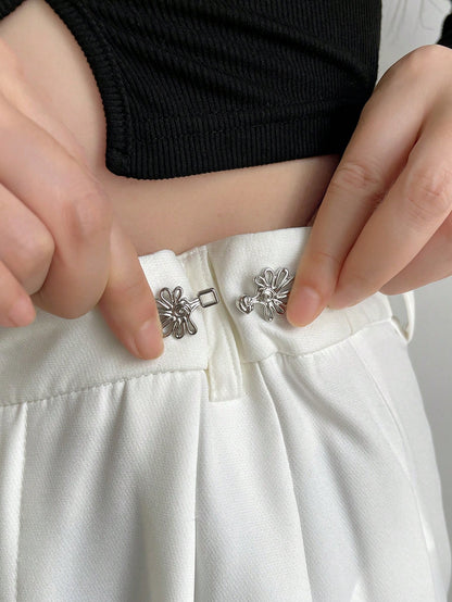DAZY Flower Shaped Waistband Buckle, Suitable For Pants Or Skirts, Adjustable Waist Size